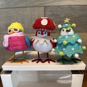 Target Featherly Friends Mini Bird Mushroom Set of 3 Brights NEW Wondershop 2024